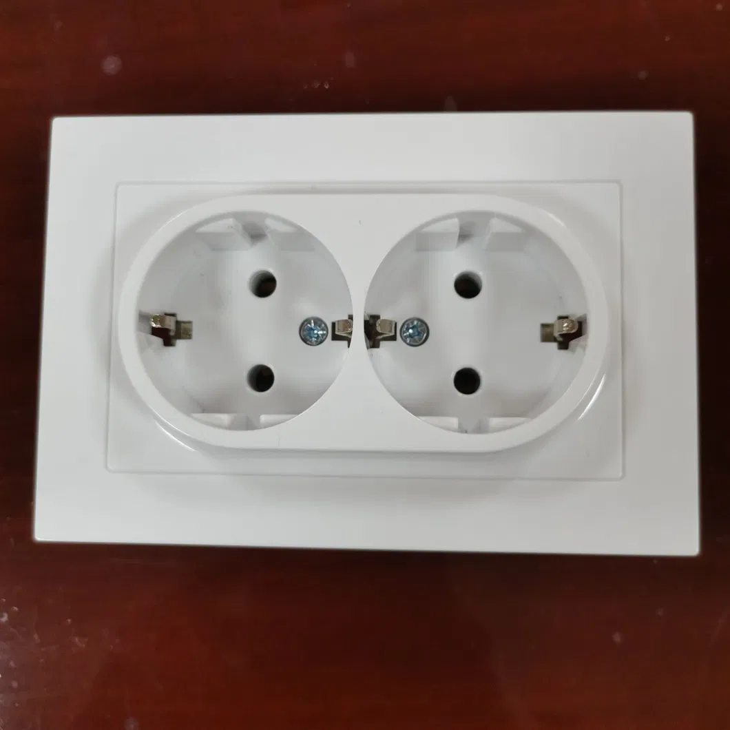 German Euro Type Wall Socket 2 Gang White Outlet