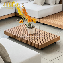 Modern Rectangle Hollowed-out Teak Outdoor Coffee Table