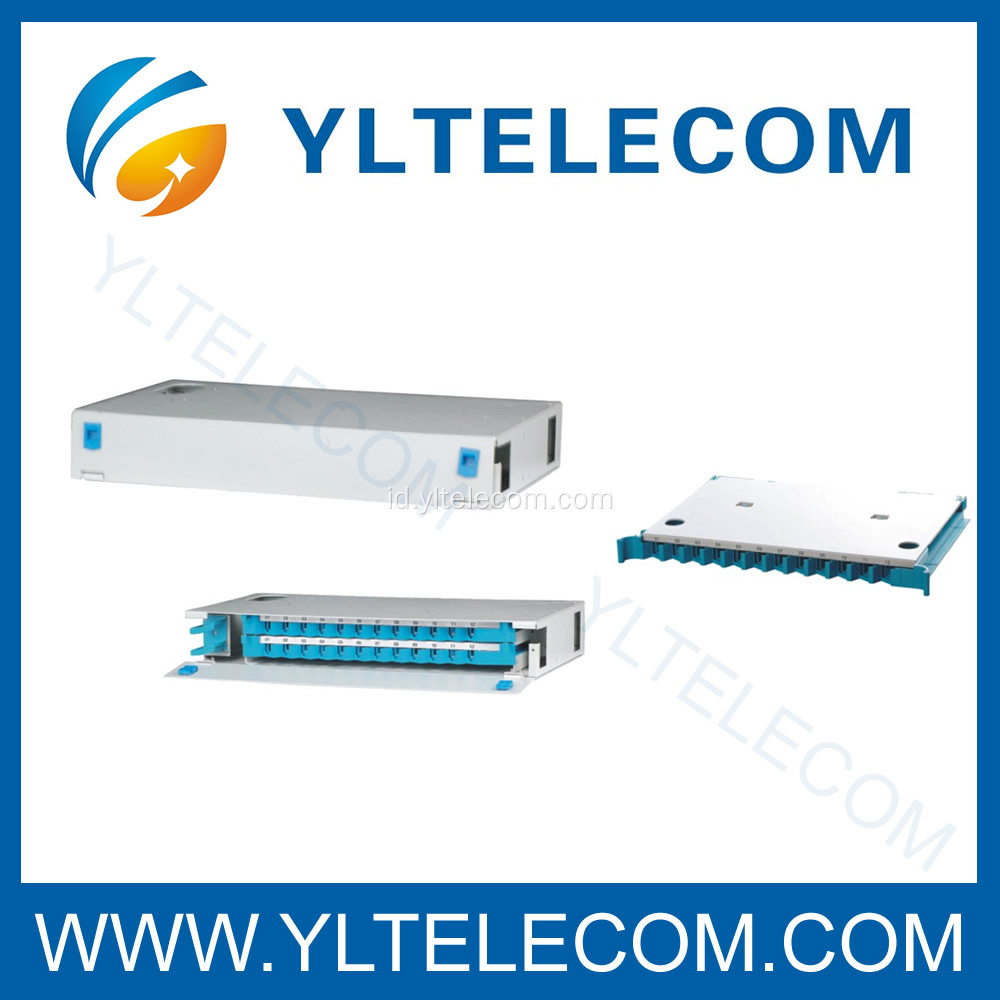 19 inch 1U 24Core geser Fiber Optik Patch Panel ODF tetap jenis