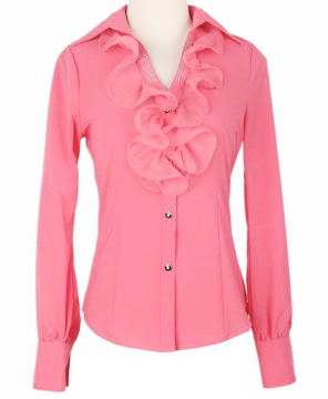 Women's Long Sleeve Blouse with Ruffled Collar