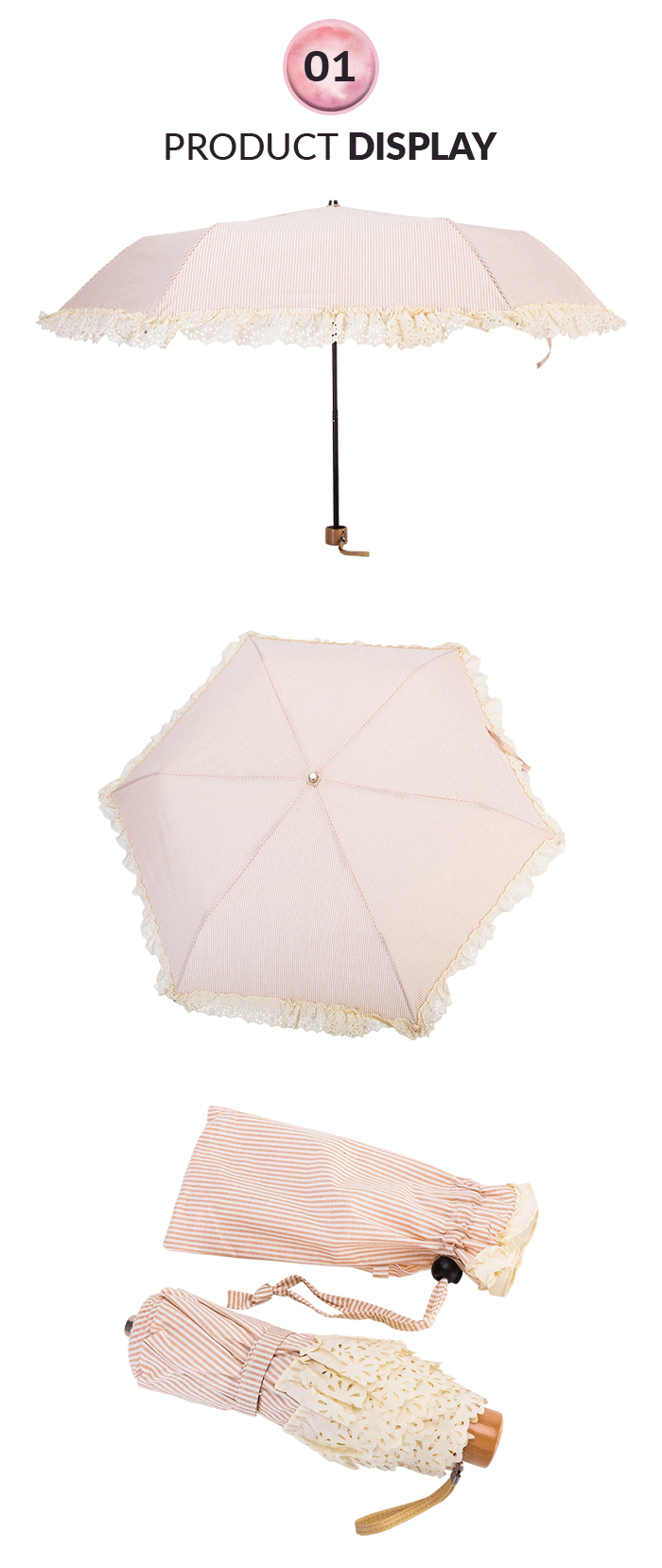 Parapluie pliant femme en dentelle coupée à chaud Heat Cut Lace Women S Folding Umbrella
