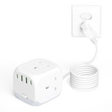 UK Power Strip 3 Outlets 2 USB 2C Charging Extension Cord - High Quality UK Type Powercube