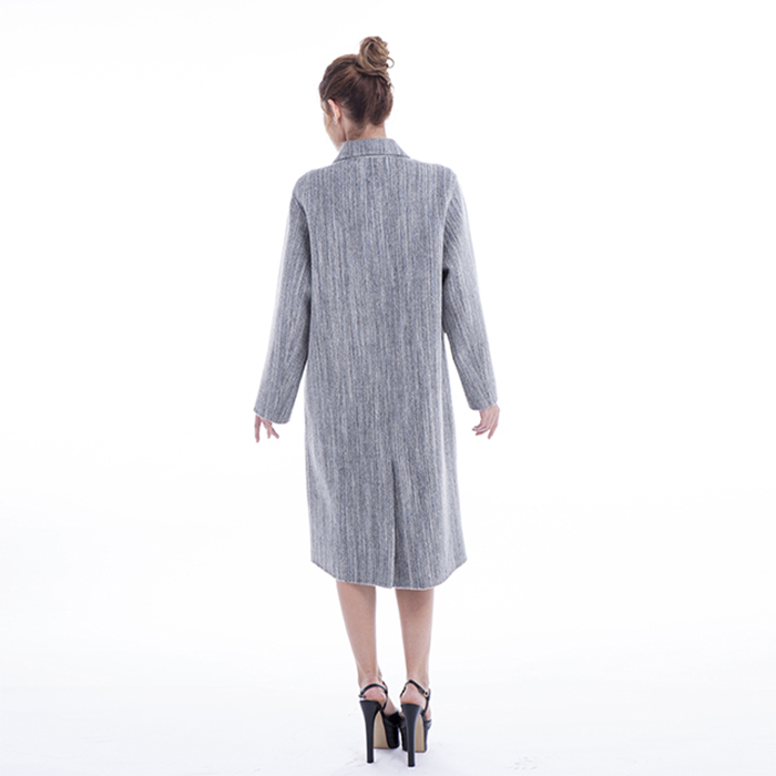 Fashionable light grey cashmere overcoat