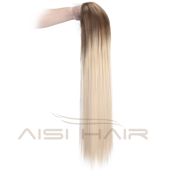 Aisi Hair Ombre Blonde Lace Front Long Wigs Heat Resistant Synthetic Fiber Long Silk Straight Lace Front Wigs For Women