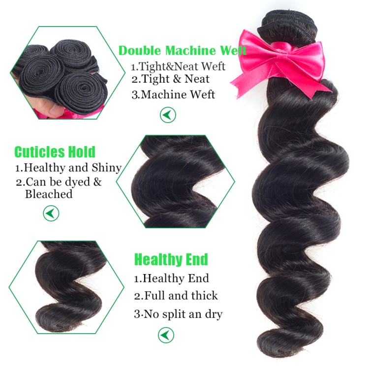 Usexy Top Quality 100% Human Hair Bundles Loose Wave Raw Malaysian Hair Bundles With Closure