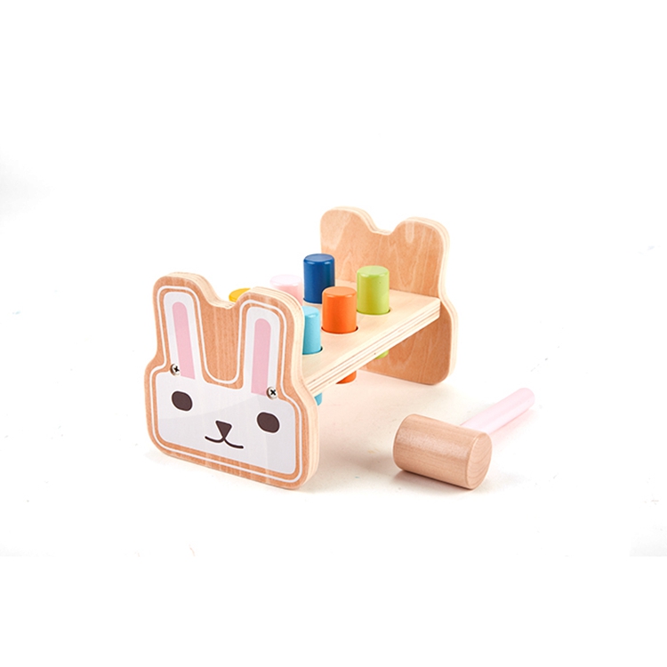 Customized Kids Cute Bunny Christmas Gift Wooden Hammer Toy,Wooden Pounding Bench