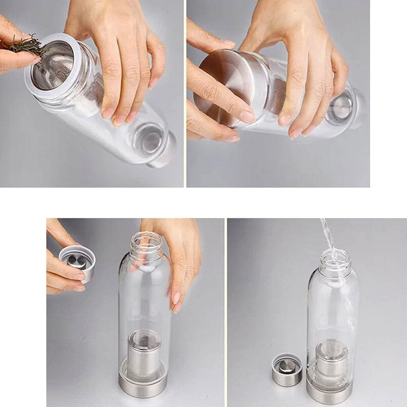 Glass Tea Infuser Water Bottle with Protective Sleeve Motivational Glass Water Bottle