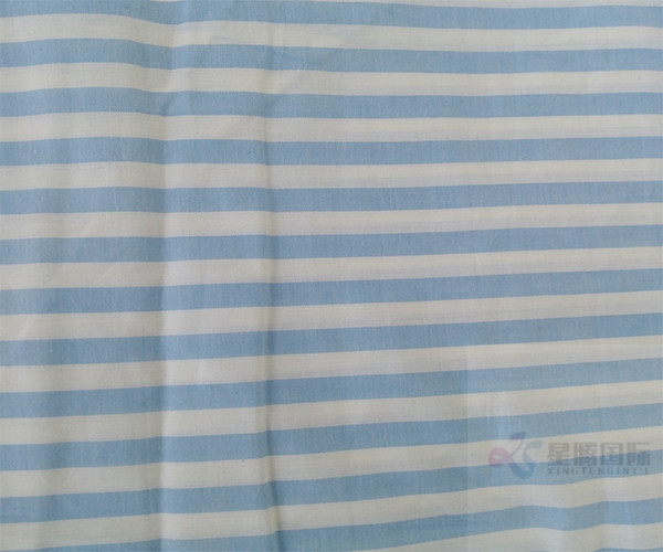 Striped Blue And White Yarn Dyed Cotton Fabric