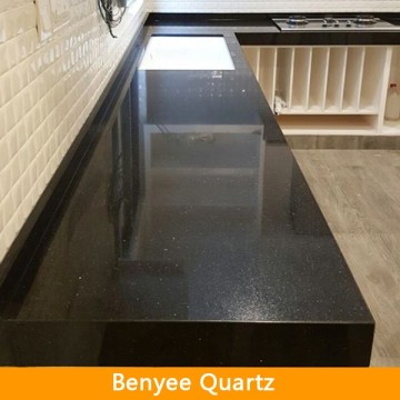 Quartz surfaces black color kitchen countertop
