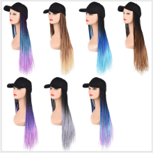 Hot Selling Long Synthetic Baseball hat  Wig with Braided Box Braids Wigs For Afro Women rWhite Hat Wig Adjustable