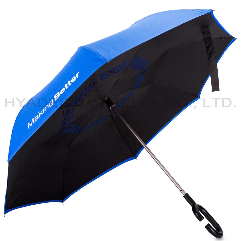 Double Layered Reverse Manual Open Straight Umbrella