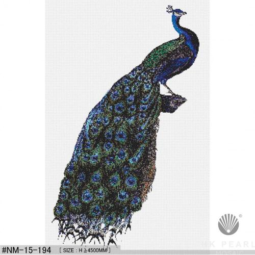 Hermoso mural de arte de azulejo de mosaico de vidrio de pavo real azul