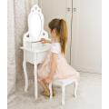 Children Dressing Table With Mirror and Stool