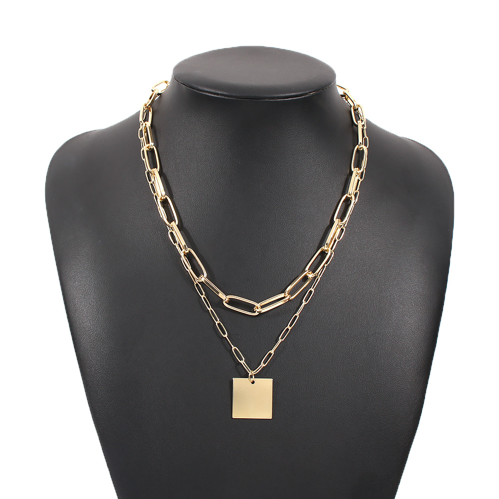 2021 Hot selling women punk fashion gold plated layered chains necklaces accessories jewelry