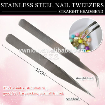 Bent Nail Art Picking Tool Eyelash Rhinestones Gems Nippers Tweezers