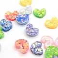 100Pcs New Mix Farben Glitter Gefülltes Harz Herz Flatback Cabochon Für DIY Phone Craft Dekoration