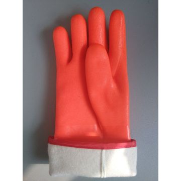 Winter lined PVC coated gloves with sandy finish