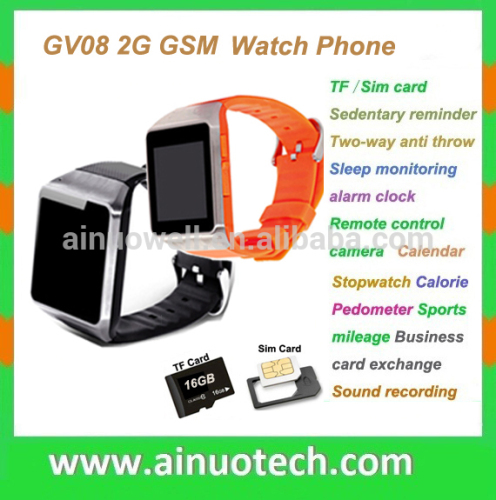 watch phone with camera GV08 with CE Rosh Bluetooth Watch MTK6260A Wristwatch Phone A9 V9 DZ09 GV30