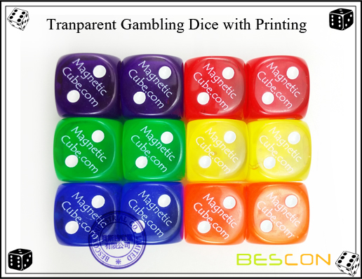 Dados de juego tranparentes con impresión Tranparent Gambling Dice with Printing