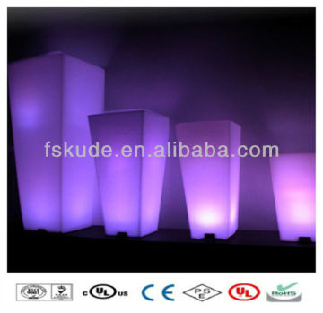 Outdoor Decorative Illuminated Square LED Flower Pot stand