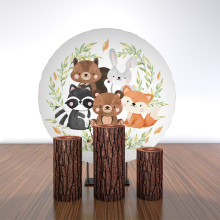 Animal rabbit fox printed round backdrop with cover