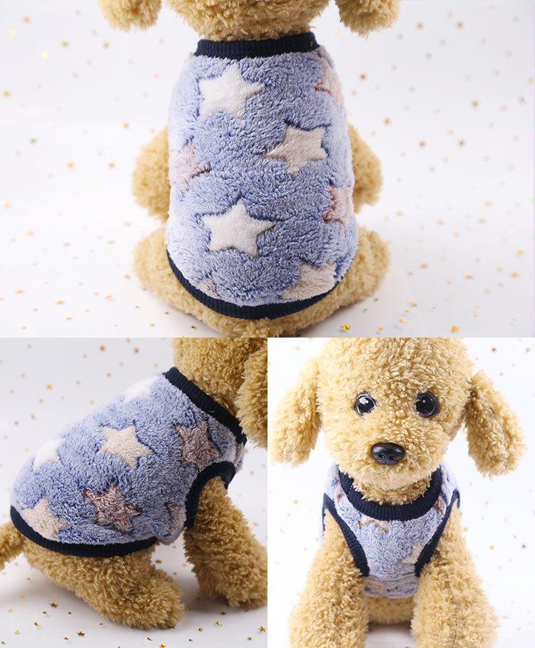 Hot Selling Cartoon Flannel To Keep Warm Teacup Dogs Small Milk Dogs Cats Teddy Clothes Vest Pet Products