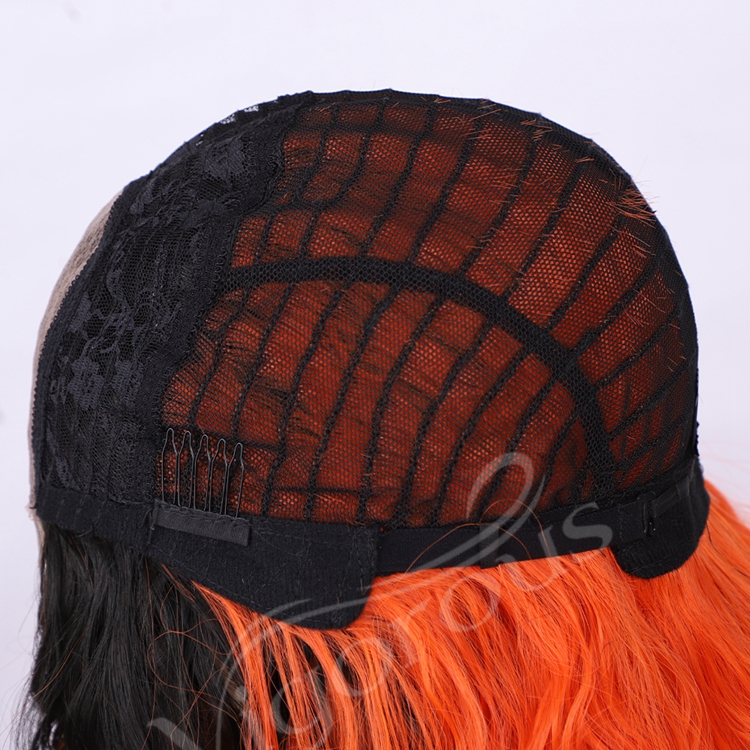Vendors Small Swiss U Part Heat Resistant Ombre Black Orange Red Deep Wave African Wigs Lace Front Synthetic
