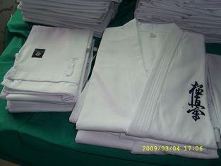 Green , White Cotton kyokushin GI Karate Uniform sweat abso