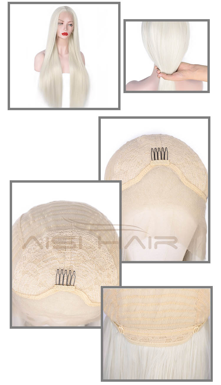 Long Blonde Wig Lace Front Wig Silky Heat Resistant Synthetic Fiber Straight Lace Frontal Wigs For Women