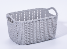 plastic rattan woven storage basket with handle