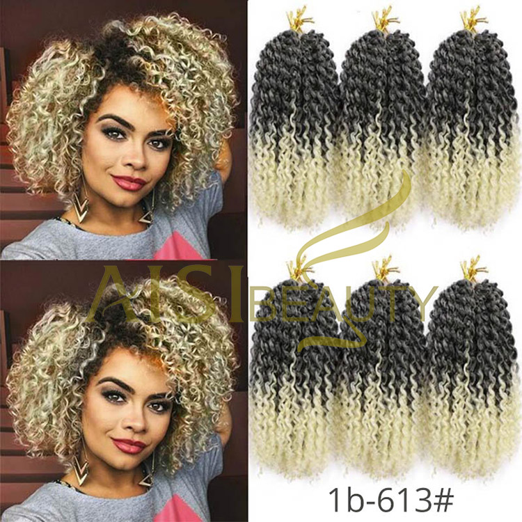 Aisi Beauty Wholesale 8 Inch High Quality Marly Bob Heat Resistant Fiber Kinky Curly Synthetic Crochet Braiding Hair Extensions