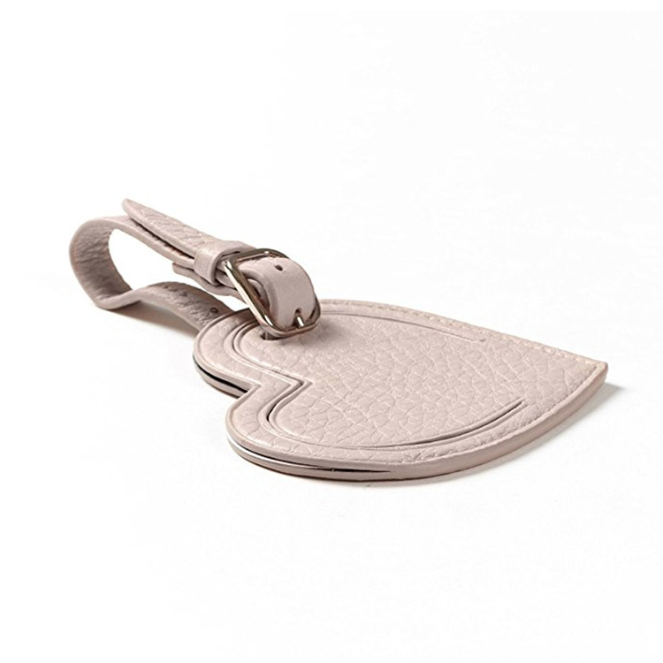 New Creative PU Leather Mini Heart-Shaped Luggage Tag Custom Factory Wholesale Travel Luggage Label Accessories Logo Pattern