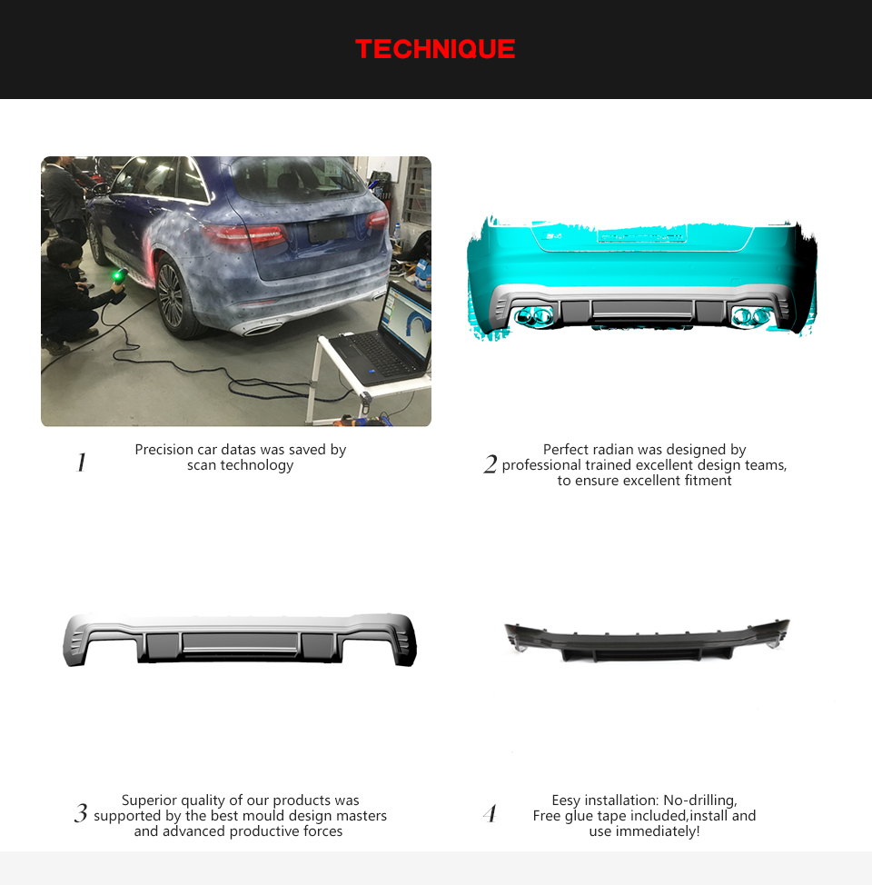 Pre-preg A4 B9 Rear Valance Diffuser for Audi A4 B9 S-LINE S4 Sedan 4-Door 2020-2022