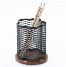 pencil holder-mesh+wood
