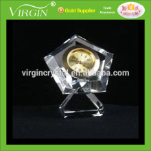 Wholesale crystal glass diamond cut star shape clock