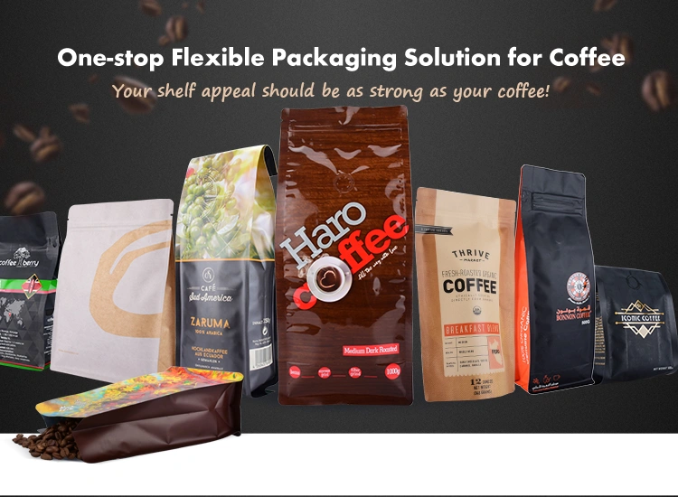 Customize Logo Black Matte Printing for 340g 500g Square Bottom Side Gusset Bag Flat Bottom Bag for Coffee Pet Food Packaging with Ziplock