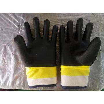 Two Colour sandy finish pvc coated gloves