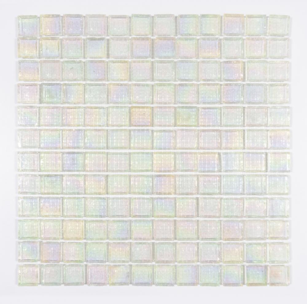 white crystal edge chipping honey berry glass mosaic