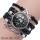 Pulsera de cuero trenzado con logo abovedada de cristal de Stark Wolf de Game of Thrones