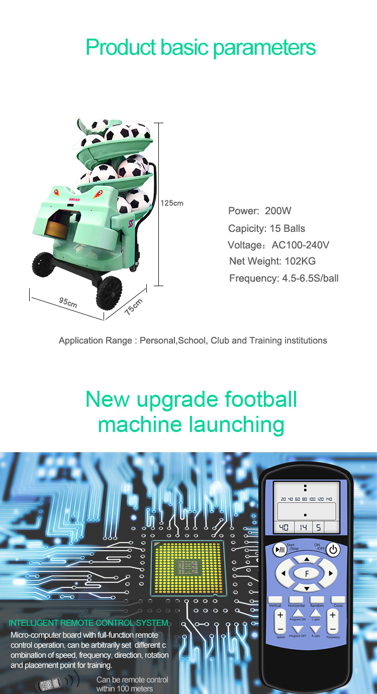 China factory S6526 intelligent remote control Football soccer ball launcher machine