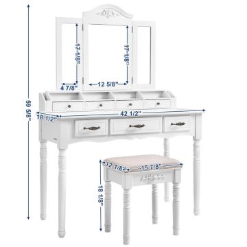 dressing makeup desk with drawers cushioned stool
