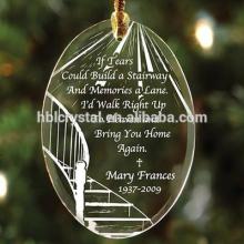 Oval shape glass crystal ornament