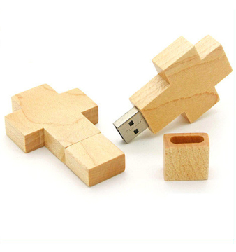 Wood Cross Shape USB Flash Drive Laser Engraving