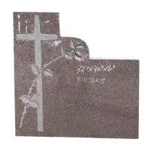 Red Granite Upright Carved Cross Headstone - American Headstone USA Monument