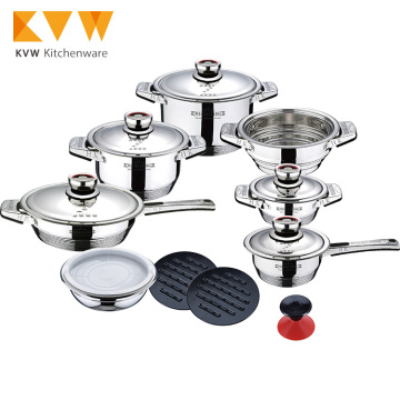 Stainless Steel Cookware Set: 16Pcs Non Stick Casserole Pots and Pans