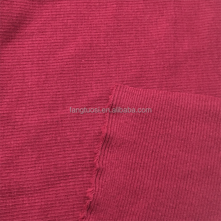 custom plain 100 cotton rib knit jersey fabric