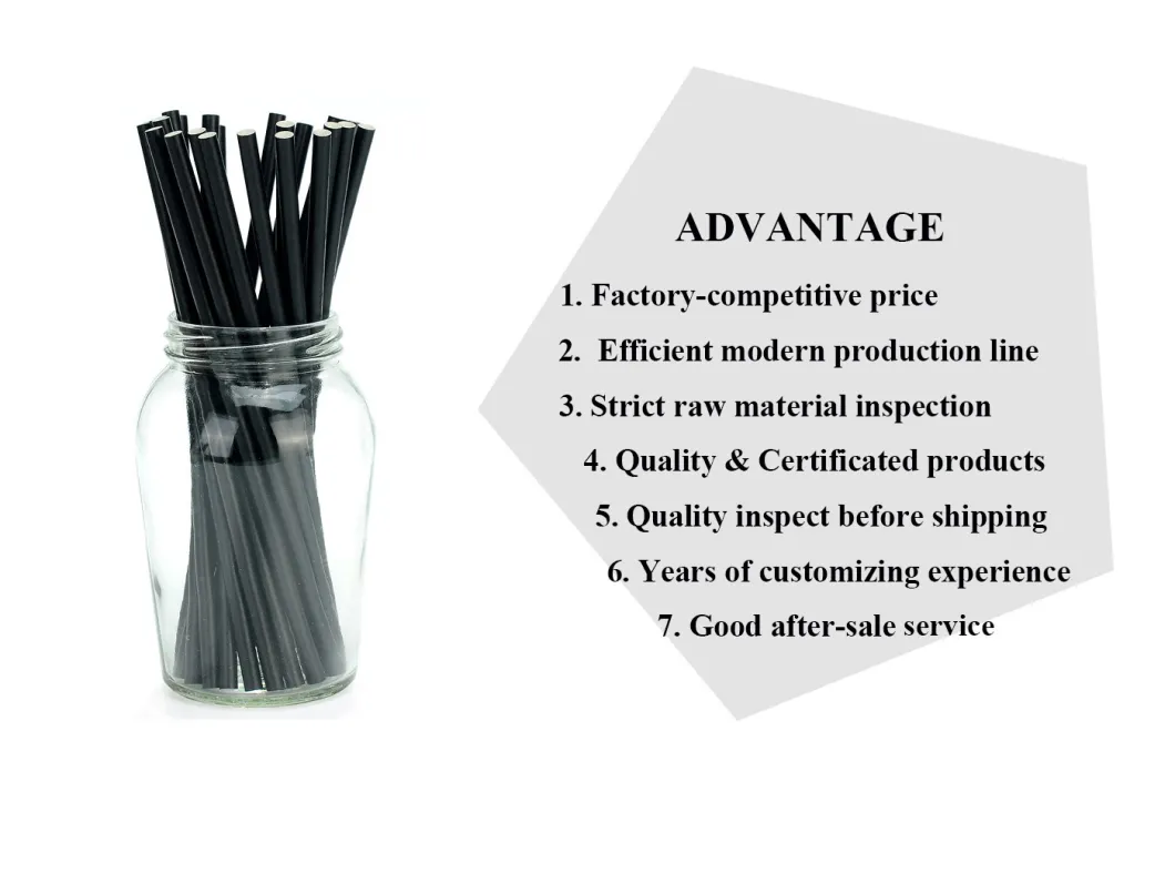 100PCS/ Box Paper Drinking Straw in Color Black for Drink Wine