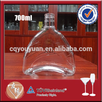Wholesale clear brandy bottle odd-shaped glass wine bottle 700ml