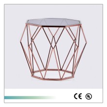 Goolee Unique Stainless Steel Side Table With Glass Top