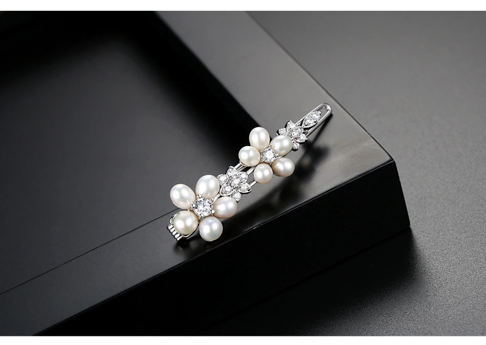 Luxury Freshwater Pearls Flower CZ Bridal Hair Clips Hair Accessories